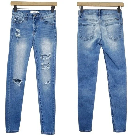 Kancan Women's Estilo Distressed Skinny Denim Blue Jeans Size 25 - Picture 1 of 7